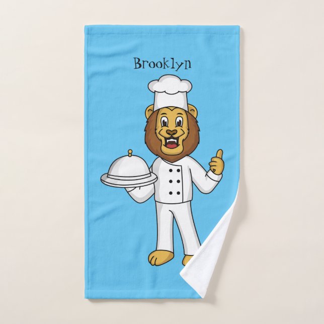 Illustration du chef mignon lion (Serviette à main)