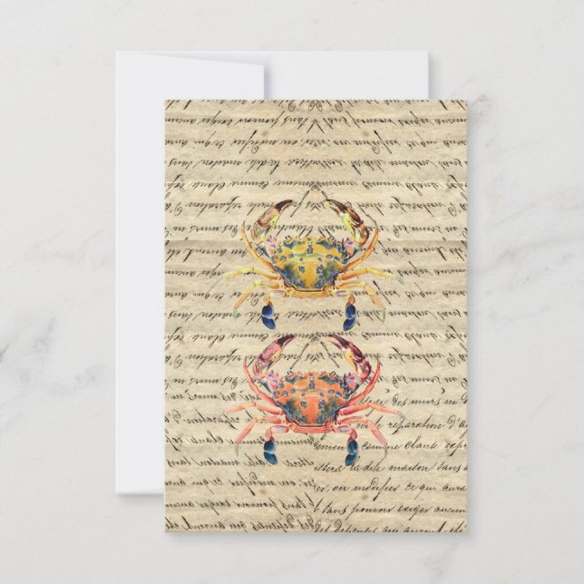Illustration du crabe Vintage antique (Devant)