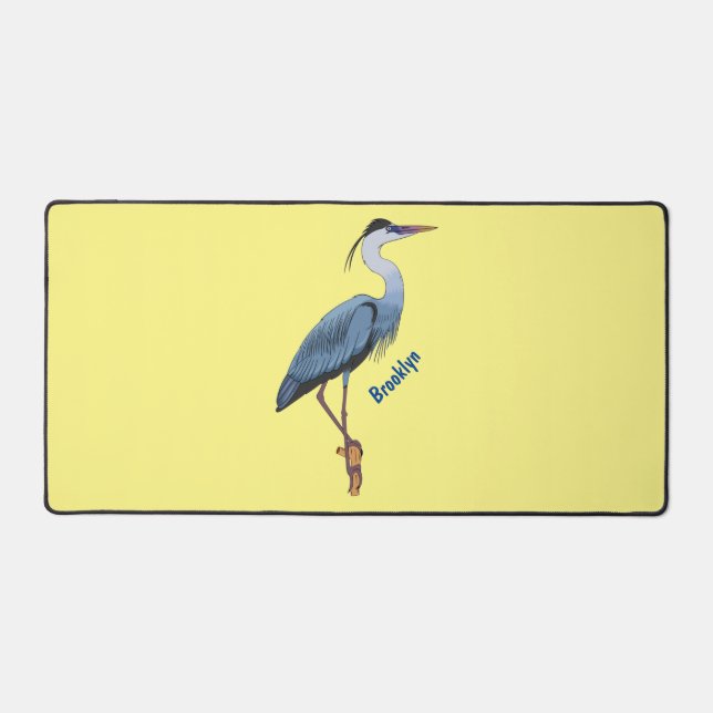 Illustration du grand héron bleu (Recto)