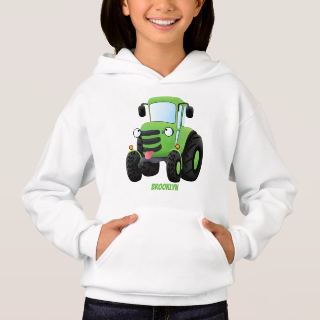 Illustration du joli joyeux tracteur agricole vert (Devant)