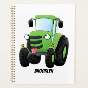 Illustration du joli joyeux tracteur agricole vert