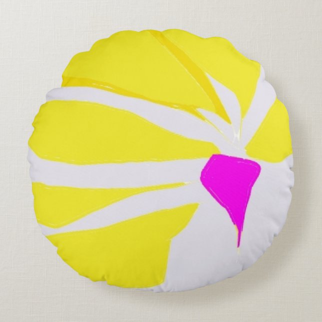 Illustration du lever du soleil floral Coussin ron (Devant)