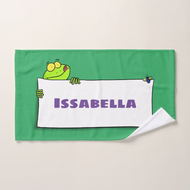 Illustration du panneau de grenouille verte mignon (Serviette à main)