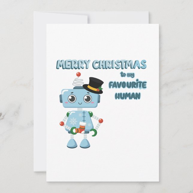 Illustration du robot mignon sur la carte de Noël (Devant)