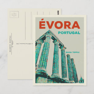 Illustration du temple Evora Diana Portugal Carte 