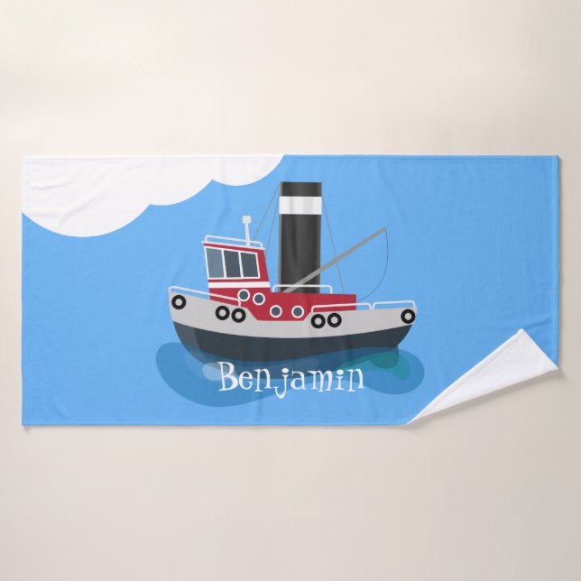 Illustration d'un bateau à chalutier mignon (Serviette de bain)
