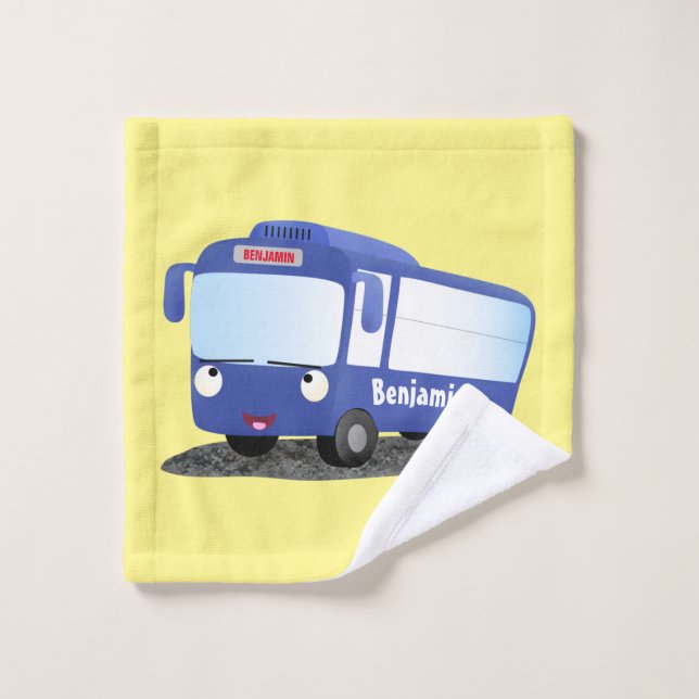 Illustration d'un bus moderne bleu mignon (Gant de toilette)