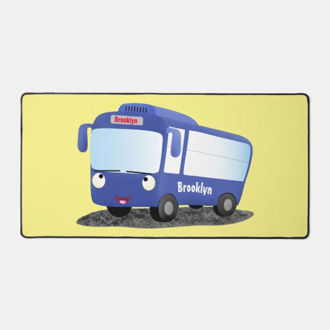 Illustration d'un bus moderne bleu mignon (Recto)