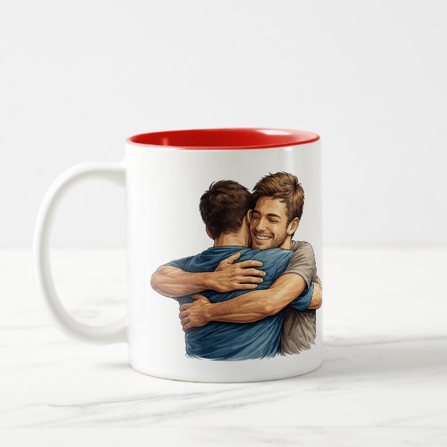 Illustration d'un câlin entre meilleurs amis Mug C (Gauche)