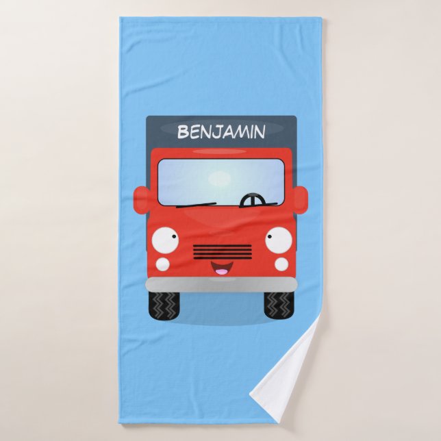 Illustration d'un camion kawaii rouge mou (Serviette de bain)