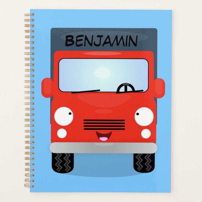 Illustration d'un camion kawaii rouge mou (Devant)