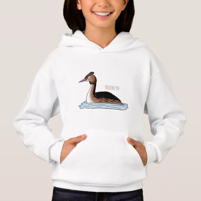 Illustration d'un grand oiseau de grèbe huppé (Devant)