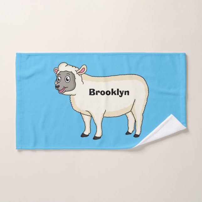 Illustration d'un mouton joyeux (Serviette à main)