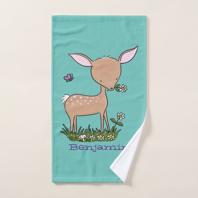 Illustration d'une jolie dessin de cerf de bébé he (Serviette à main)