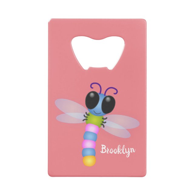 Illustration d'une libellule bleu et rose (Devant)