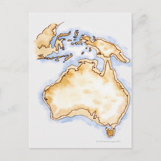 Illustration d'une simple carte de l'Australie (Devant)
