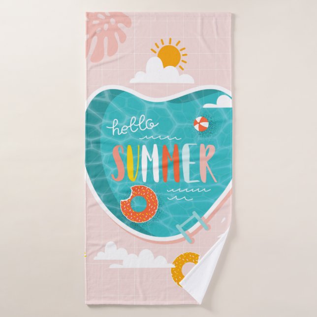 illustration estivale de la piscine de plage Abstr (Serviette de bain)