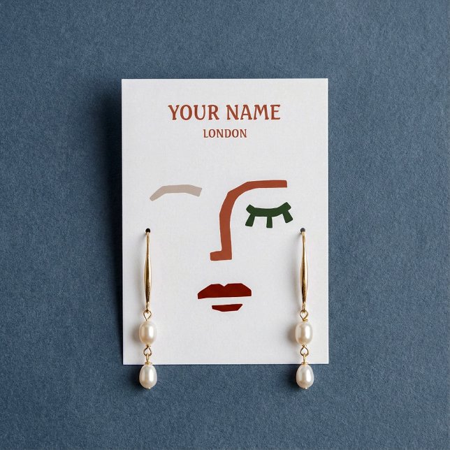 Illustration faciale moderne Carte d'affichage à o (Modern face illustration Earring display card. A unique solution to show off your brand.)
