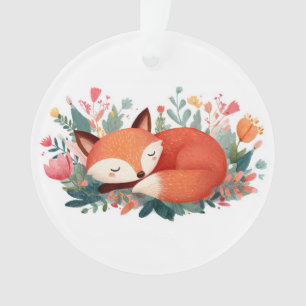 Illustration Florale Renard Endormi Mignon