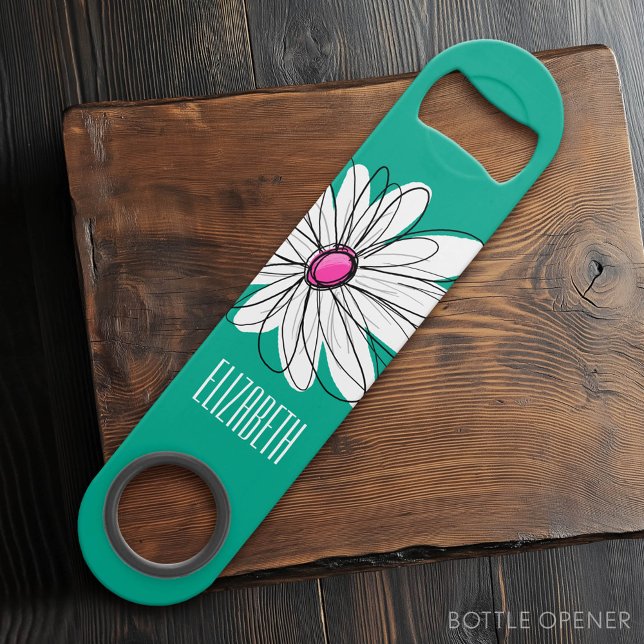 Illustration florale tendance - rose et vert (Custom Bar Key)
