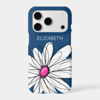 Illustration florale Trendy Daisy - rose marine