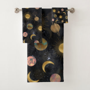 Illustration Gold Sun Moon Planètes Space