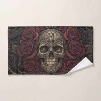 Illustration gothique de crâne complexe et de rose