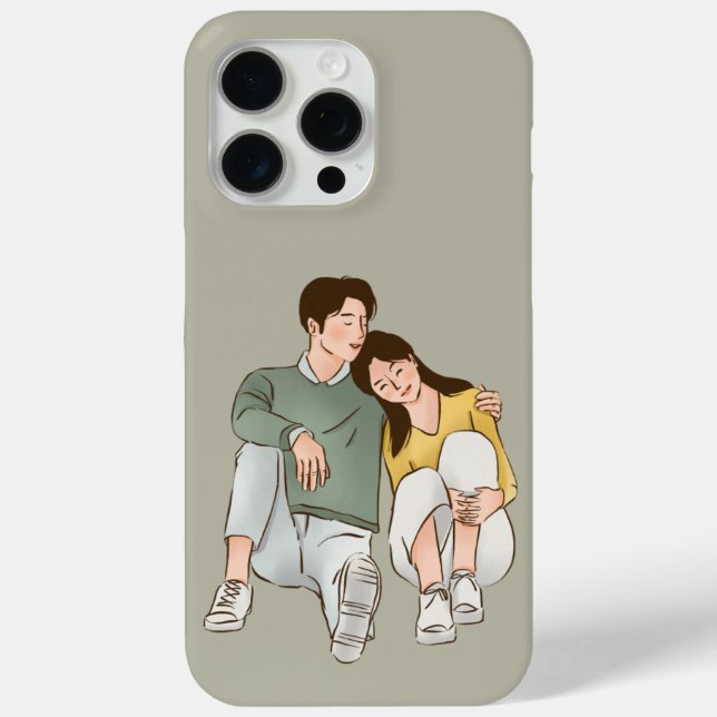 Illustration gris Couple coque iphone mignon (Verso)
