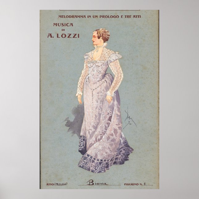 Illustration italienne vintage d'une affiche fémin (Devant)