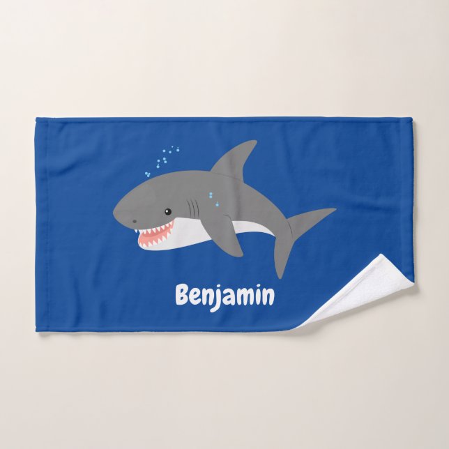 Illustration joyeuse du grand requin blanc (Serviette à main)