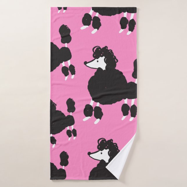 Illustration poodle français vintage patter sans s (Serviette de bain)
