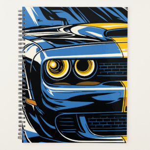 Illustration Pop Art d'une Muscle Car rétro bleue 