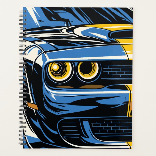 Illustration Pop Art d'une Muscle Car rétro bleue  (Devant)
