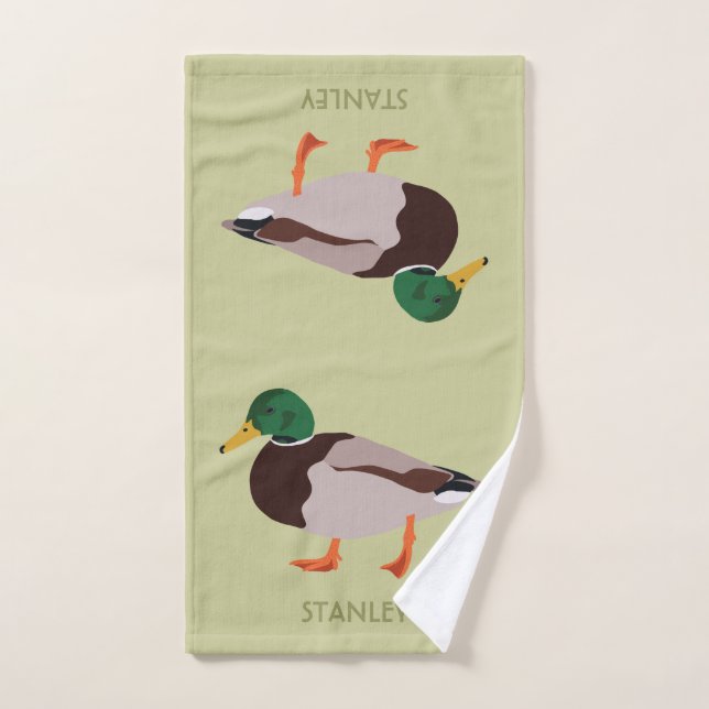Illustration réaliste de Mallard Duck Personnalisé (Serviette à main)