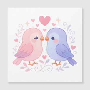 Illustration Romantique Pastel d'Oiseaux d'Amour M