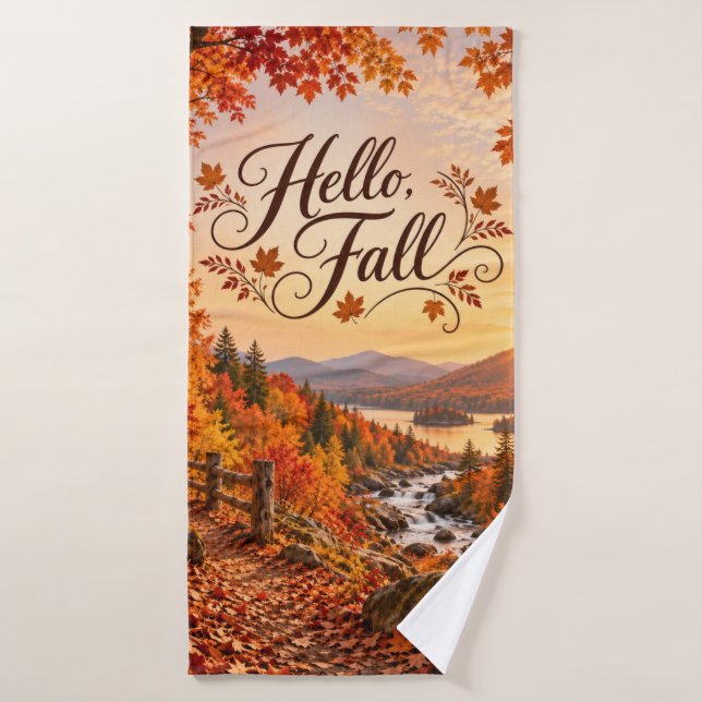 Illustration rustique de la saison d'automne (Serviette de bain)