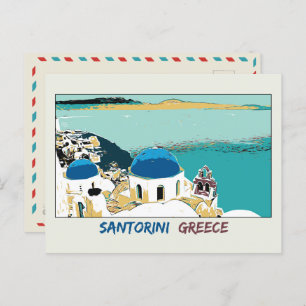 Illustration Santorin, Carte postale Grèce