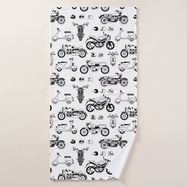 Illustration scooters de moto et casques (Serviette de bain)