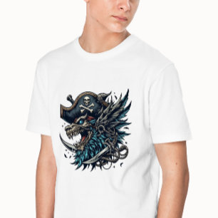 Illustration T-shirt Pirate Dragon Bleu