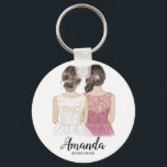 Illustration, tu seras mon porte-clés de demoisell<br><div class="desc">Will You Be My Bridesmaid Proposition Clavier Clavier Simple et classique avec une mariée et demoiselle d'honneur. Customisez le nom et le rôle à votre préférence.</div>