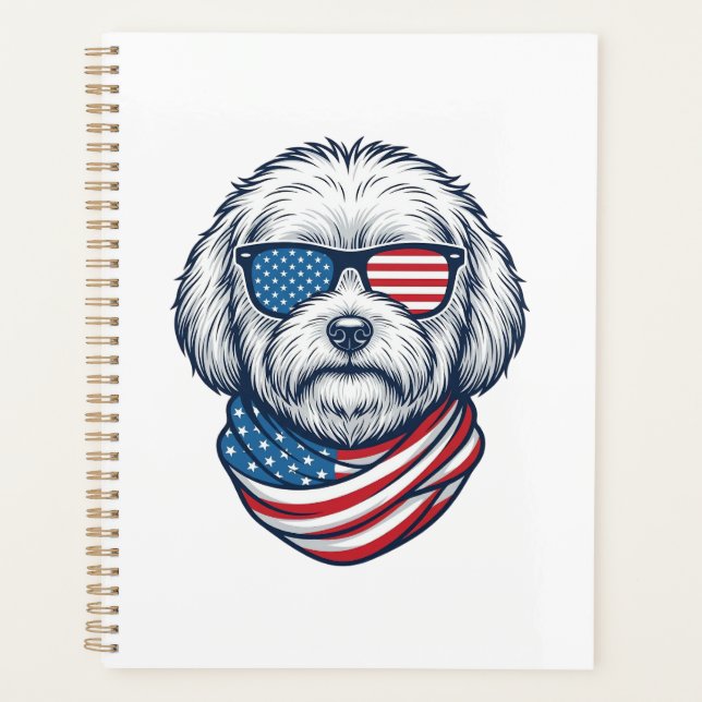 Illustration vectorielle de chien duveteux patriot (Devant)