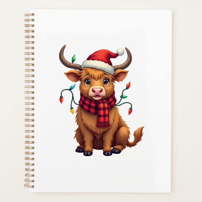 Illustration vectorielle de Noël vintage de vache  (Devant)