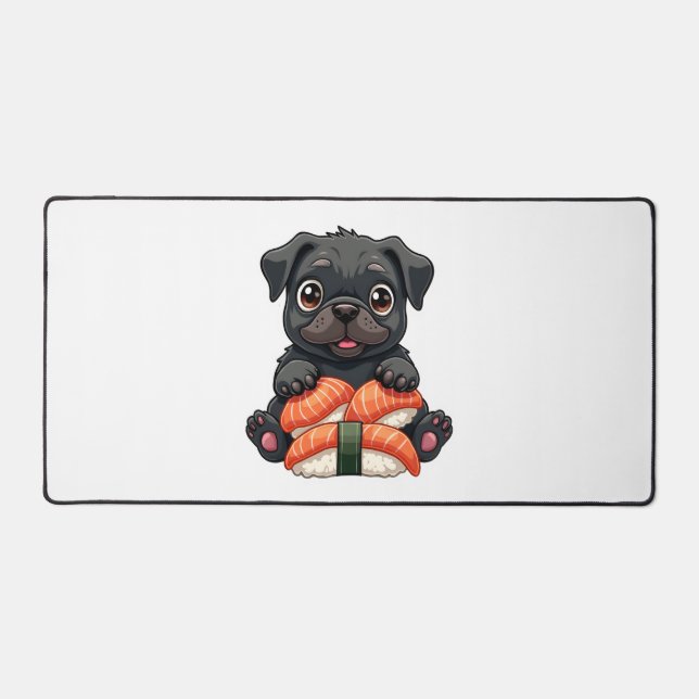Illustration vectorielle de sushi de pug noir mign (Recto)