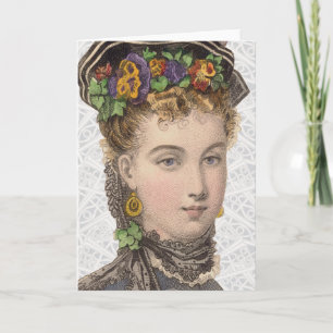Illustration victorienne de mode - carte de voeux