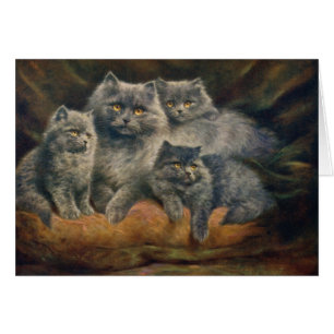Illustration vintage - belle famille de chat,