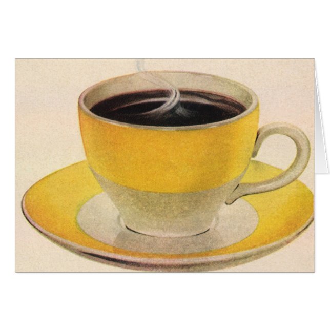 Illustration vintage café dans une tasse jaune (Devant horizontal)