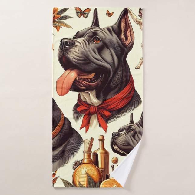 Illustration vintage Cane Corso (Serviette de bain)