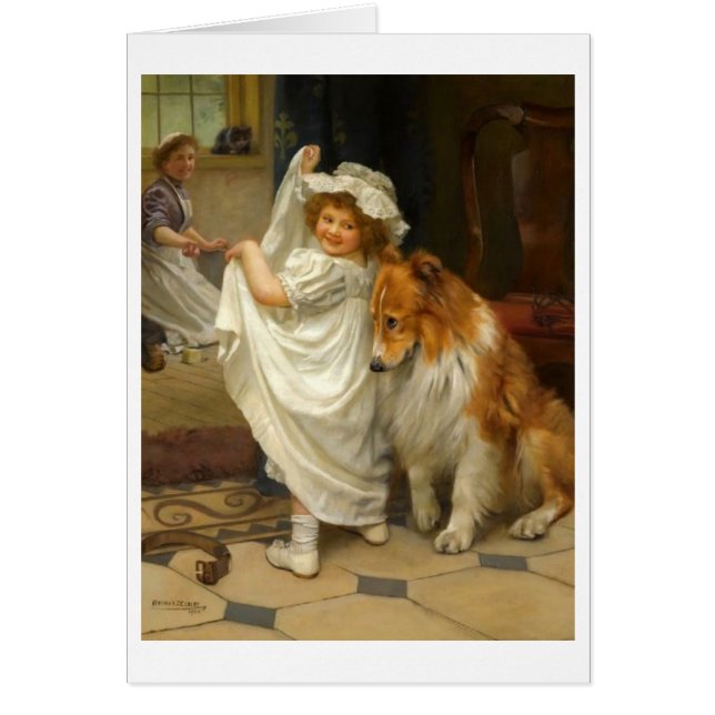 Illustration vintage - chien de petite fille et de (Devant)