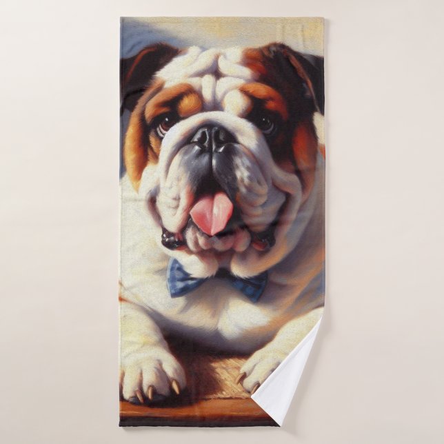 Illustration vintage de Bulldog (Serviette de bain)