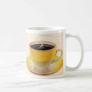 Illustration vintage de café dans une tasse jaune